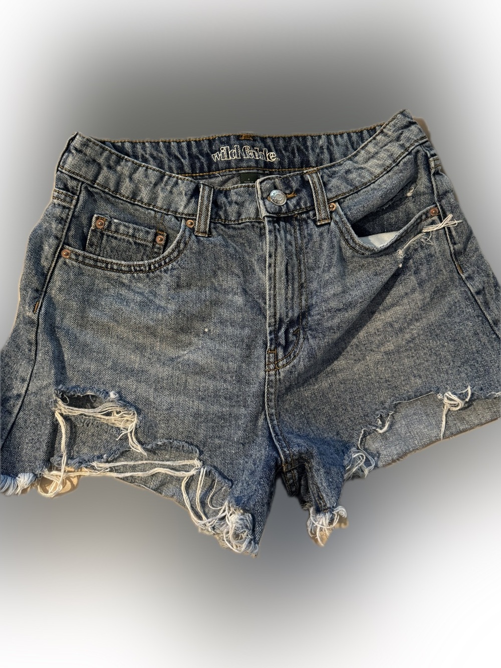 wild fable Distressed Dark Blue Denim Cutoff Shorts